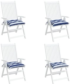 Almofadões p/ cadeira 4pcs 40x40x7 cm tecido riscas azul/branco