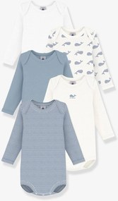 Lote de 5 bodies Petit Bateau azul