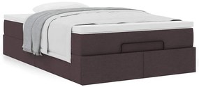 Estrutura cama otomana colchão 120x200cm tecido castanho escuro