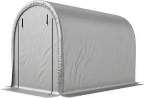Abrigo de jardim 159 x 240 x 185 cm  Tenda de armazenamento em aço galvanizado e LONA PE anti-UV de 160 g/m² para mota e cortador de relva Cinza claro