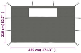 Paredes laterais para gazebo com janelas 2 pcs antracite