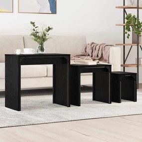 vidaXL Mesa de Café Empilhável 3 pcs Carvalho preto 60 x 35 x 56 cm