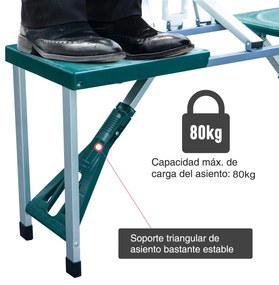 Mesa Dobrável de Acampamento com 4 Cadeiras Bergen – 136x84,5x66 cm –