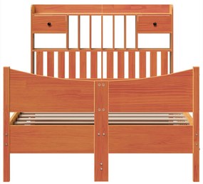 Cama sem colchão 120x190 cm madeira pinho maciça castanho-mel