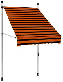 Toldo retrátil manual 100 cm laranja e castanho