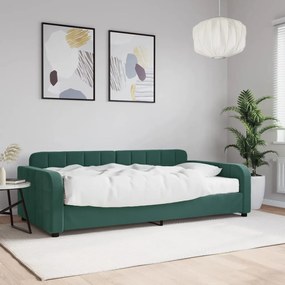 Sofá-cama com colchão 100x200 cm veludo verde-escuro