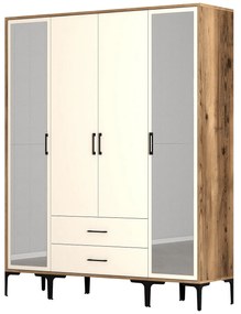 Roupeiro Kumsal RTR – Nogueira e Creme – 160x47,5x201,4 cm
