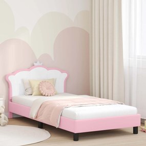 vidaXL Estrutura de Cama Infantil com Cabeceira Rosa 90 x 200 cm PU