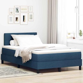 vidaXL Cama Box com Colchão Azul 120x200 cm Tecido
