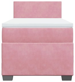 Cama com molas/colchão 100x200 cm veludo rosa