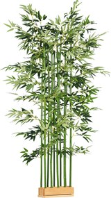 HOMCOM Planta Artificial em Vaso de Madeira de Pinho 180cm Bambu Artificial com 1640 Folhas Realistas 35x10x180 cm Verde | Aosom Portugal