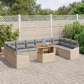 Conjunto de Jantar de Jardim com 11 Peças e Almofadas em Bege e Poly R