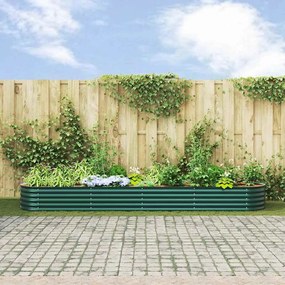 Cama Elevada de Jardim Verde vidaXL 400x80x44 cm em Aço Galvanizado