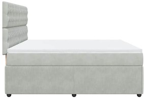 Cama com molas/colchão 200x200 cm veludo cinzento-claro