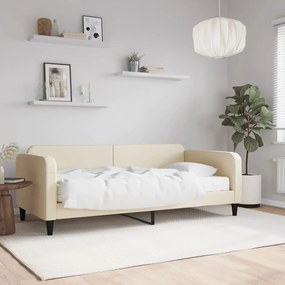 vidaXL Sofá-cama com colchão 90x200 cm tecido cor creme
