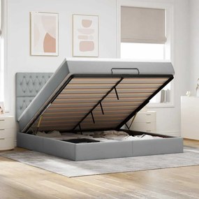 vidaXL Estrutura de cama otomana com colchão 180x200 cm cinzento claro