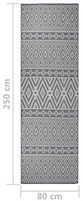 Tapete de tecido plano para exterior 80x250 cm riscas azuis