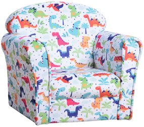 HOMCOM Poltrona para Crianças acima de 3 Anos com Desenhos de Foguete Estrutura de Madeira e Estofado em Flanela 50x39x44 cm Multicor