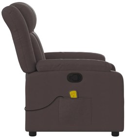 Poltrona de massagens reclinável tecido castanho-escuro