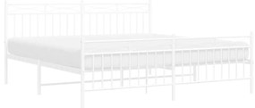 Estrutura de cama com cabeceira e pés 180x200 cm metal branco