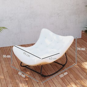 Cadeira de baloiço de jardim em forma de ovo com almofada acolchoada 98 x 111 x 74 cm creme