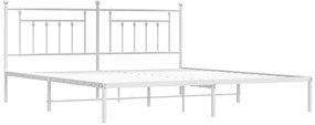 Estrutura de cama com cabeceira 200x200 cm metal branco