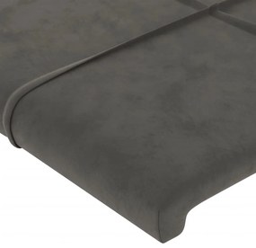 Cabeceira de cama c/ LED veludo 203x16x118/128 cm cinza-escuro