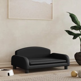 vidaXL Cama para cães 70x45x30 cm couro artificial preto