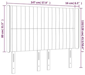 Cabeceira de cama c/ abas veludo 147x16x118/128 cm preto