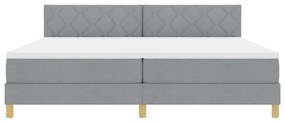 Cama Box Spring com Colchão e LED Cinza Claro 200x200 cm Tecido