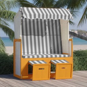 vidaXL Strandkorb com toldo vime PE e madeira maciça branco e cinzento