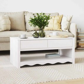 Mesa de Centro vidaXL "DRAMMEN" Branca 99x55x45 cm Madeira Sólida de Pinheiro