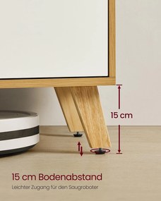 Armário para TV com prateleira ajustável em estilo transitório 147 x 39 x 50 cm Branco + Cor Natural
