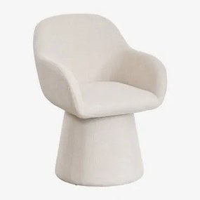 Pack De 2 Poltronas Giratórias Estofadas Erica Tecido Creme Bege - Sklum