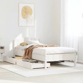 vidaXL Cama sem colchão 90x190 cm madeira de pinho maciça branco
