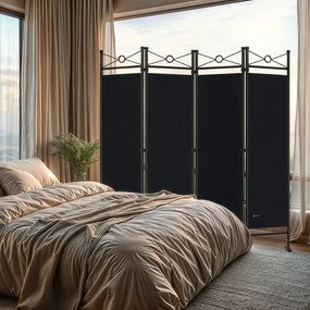 Biombo Lucca, Divisória elegante com um visual mediterrânico 180x163cm Preto