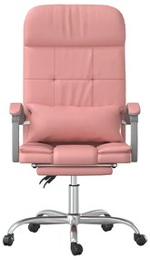 Cadeira escritório massagens reclinável couro artificial rosa