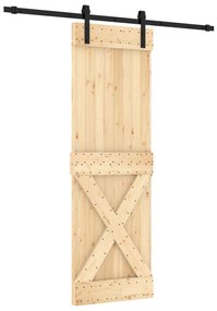 Porta de correr com ferragens 70x210 cm madeira de pinho maciça