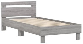 Estrutura de cama c/ cabeceira derivados madeira cinza sonoma