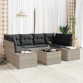 vidaXL Conjunto de Sofás de Jardim de 7 peças com Almofadas Cinzento-Claro Polivime