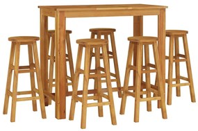 7 pcs Conjunto de bar para jardim madeira de acácia maciça