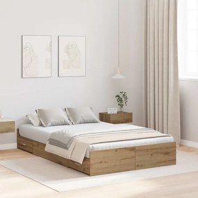 vidaXL Estrado de cama com arrumação carvalho artisiano 120 x 200 cm