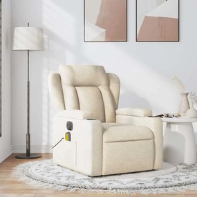 Poltrona de massagens reclinável tecido cor creme