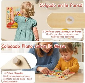 Brinquedo de madeira Montessori para crianças pequenas Relógio educativo para aprender sobre as estações e as datas Calendário multicolorido