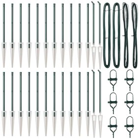 Postes de Cerca com Espeto - 26 peças Ø32 mm 60 cm em Aço Galvanizado