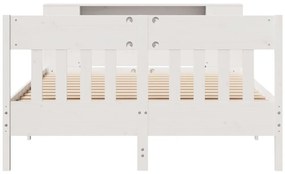 Cama com estante sem colchão 140x200 cm pinho maciço branco