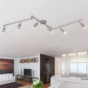 vidaXL Candeeiro de teto com 6 focos LED em níquel acetinado