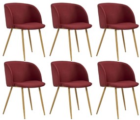 vidaXL Cadeiras de jantar 6 pcs tecido vermelho-tinto