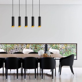 Candeeiro de Teto Sivani – Preto e Amarelo – 85 x 8 cm