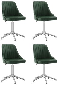 vidaXL Cadeiras de jantar giratórias 4 pcs veludo verde-escuro